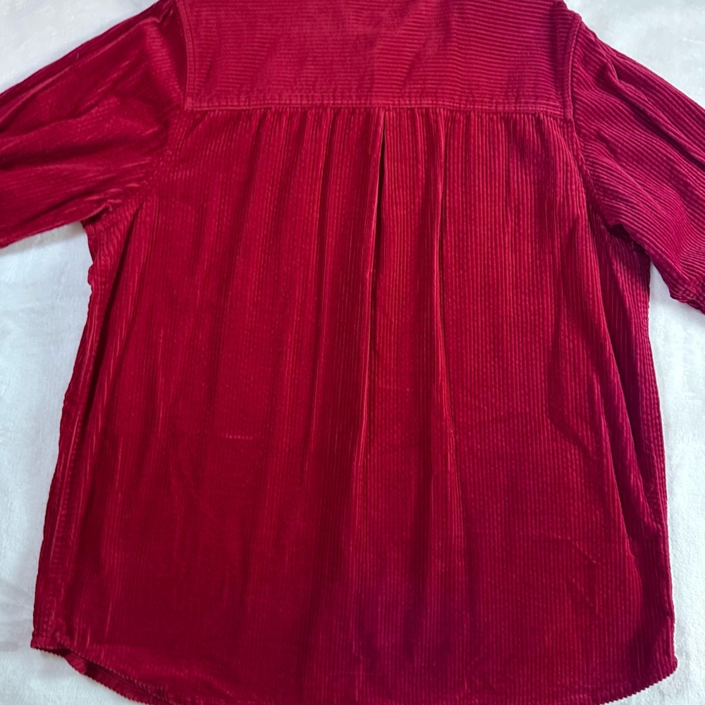 Roaman's Vibrant Red Corduroy Button Down Shirt 1x - Picture 9 of 13
